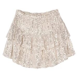 Stella 88 Big Girls’ Sequin Champagne Mesh Tiered Skirt